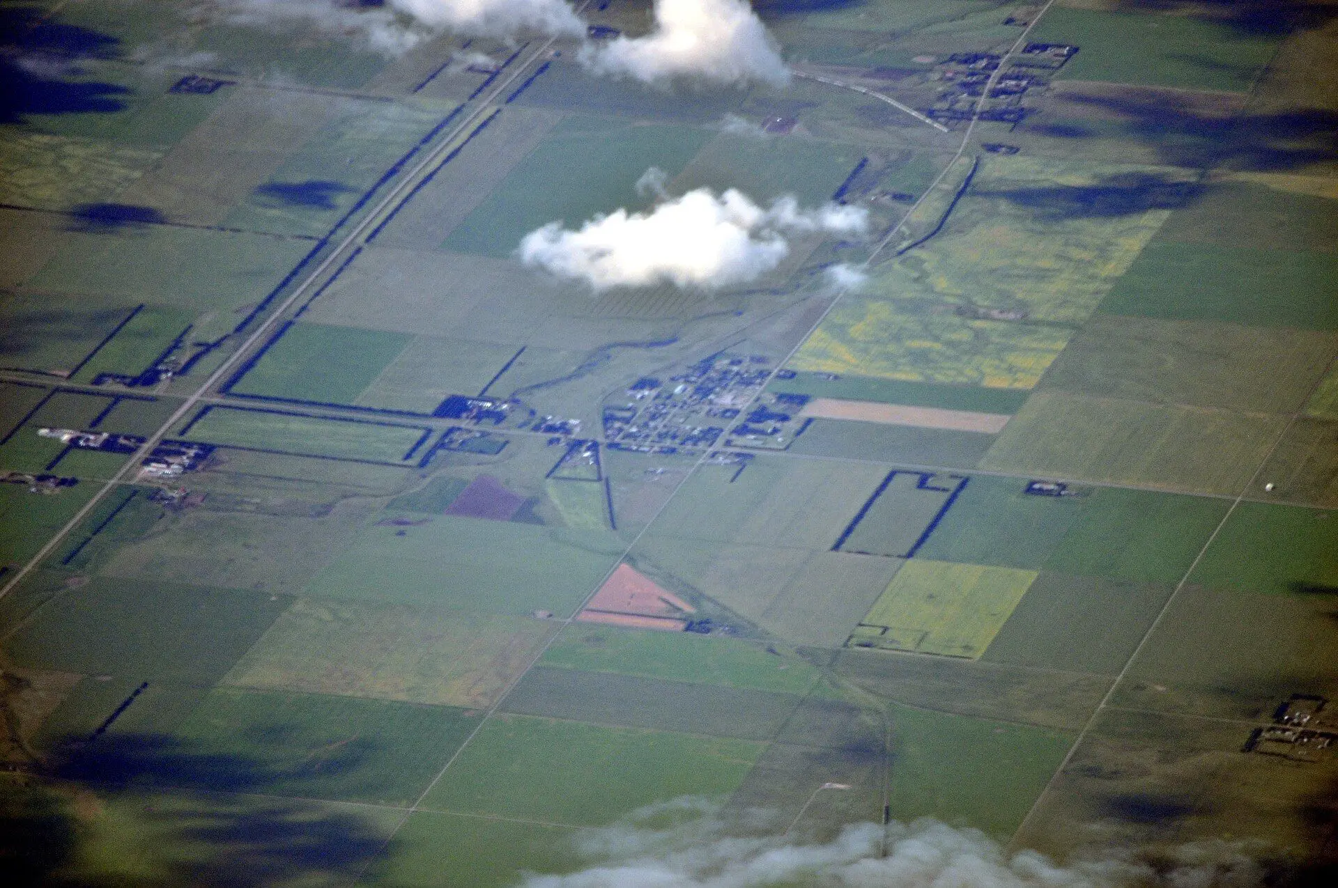 Aerial view of Wymark and surrounding farmland