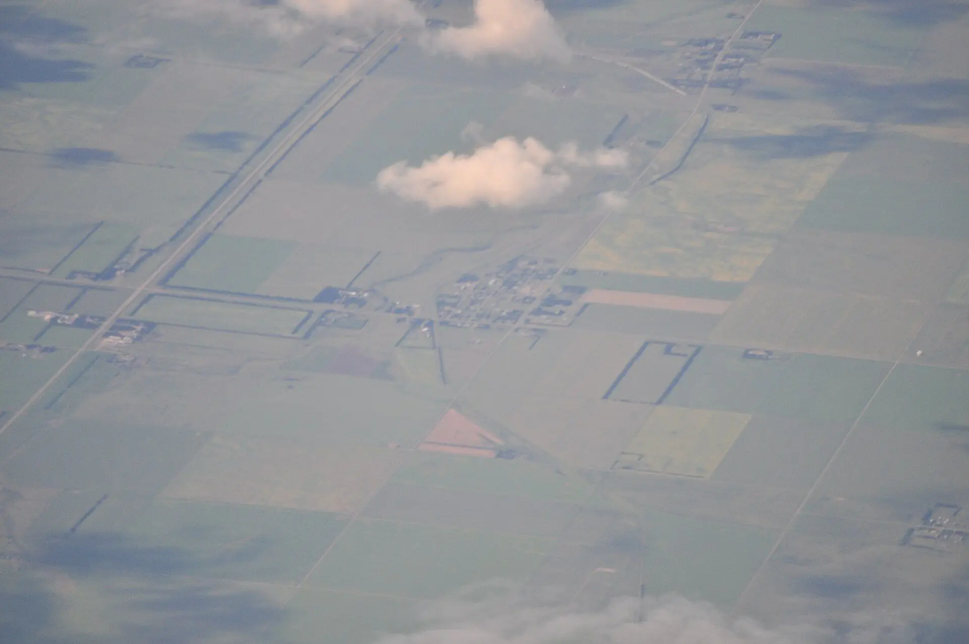 Aerial view of Wymark and surrounding farmland